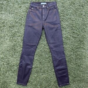 7 For All Mankind Blair b(air) Skinny Jeans Womens 24 Black Coated Stretch